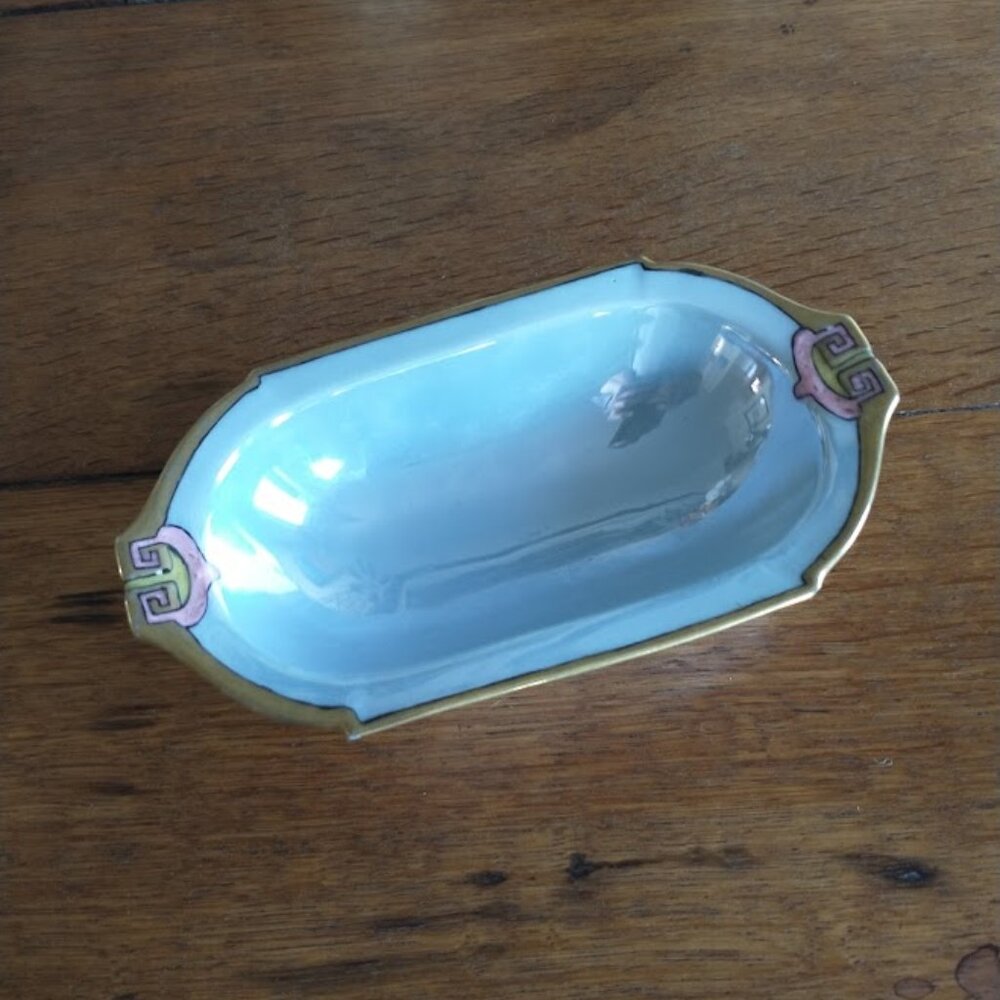 BEAUTIFUL Small DISH - Vintage MZ Altrohlau CM-R Czechoslovakia Gold Rim D…